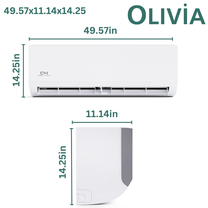 Cooper & Hunter, Olivia Series, R410A, 36,000 BTU/h, 3 Tons, 208-230V/60HZ, 18 SEER, Ductless Mini Split Wall Mount AC/Heater With WIFI and Optional Installation Kit - South Mini Splits