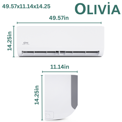 Cooper & Hunter, Olivia Series, R410A, 36,000 BTU/h, 3 Tons, 208-230V/60HZ, 18 SEER, Ductless Mini Split Wall Mount AC/Heater With WIFI and Optional Installation Kit