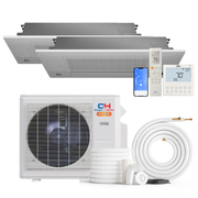 Cooper&Hunter Hyper Heat 2-Zone Ductless Mini Split AC & Heat Pump -- 19000 BTU (1.6 Ton) Without Shut-off Valves, One-Way Cassette Units (6K+9K) BTU, Inverter Technology, 230V, Heating & Cooling