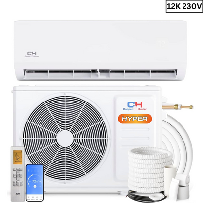 Cooper & Hunter, High Efficiency Olivia Hyper Series, R410A, 12,000 BTU/h, 1 Ton, 230V/60HZ, 23.1 SEER, Ductless Mini Split Wall Mount AC/Heater With WIFI and Optional Installation Kit