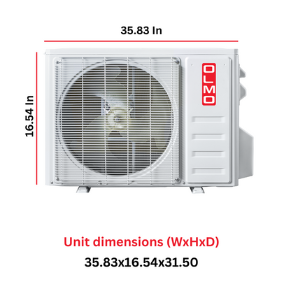 OLMO Sierra Single-Zone Series R410A, 36,000 BTU/h 3 Ton Mini Split Air Conditioner and Heat Pump, 19 SEER2, 208-230V, Ductless Wall Mount, WIFI Enabled with Optional 16FT Installation Kit