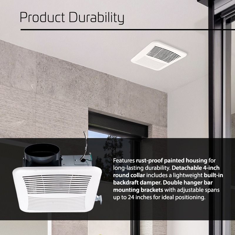 ACIQ 50 CFM 0.9 Sones ACiQ SlimLine Bathroom Exhaust Fan