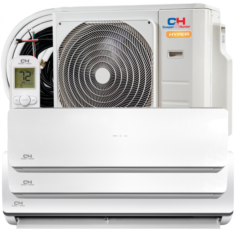 28,000 BTU 3 Zone 9k+9k+9k Hyper Ductless Mini Split with Installation Kits, 22 SEER 2.3 Ton Tri Zone Air Conditioner System Wifi Ready