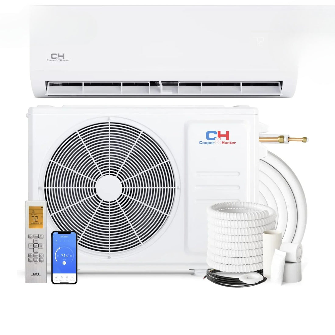 Cooper & Hunter 9,000 BTU 230V, R410A, 26.4 SEER Ductless 0.75 TON Mini Split Air Conditioner Heat Pump, Olivia Series HYPER Series + Installation Kit Option Wi-Fi Adapter Included - South Mini Splits