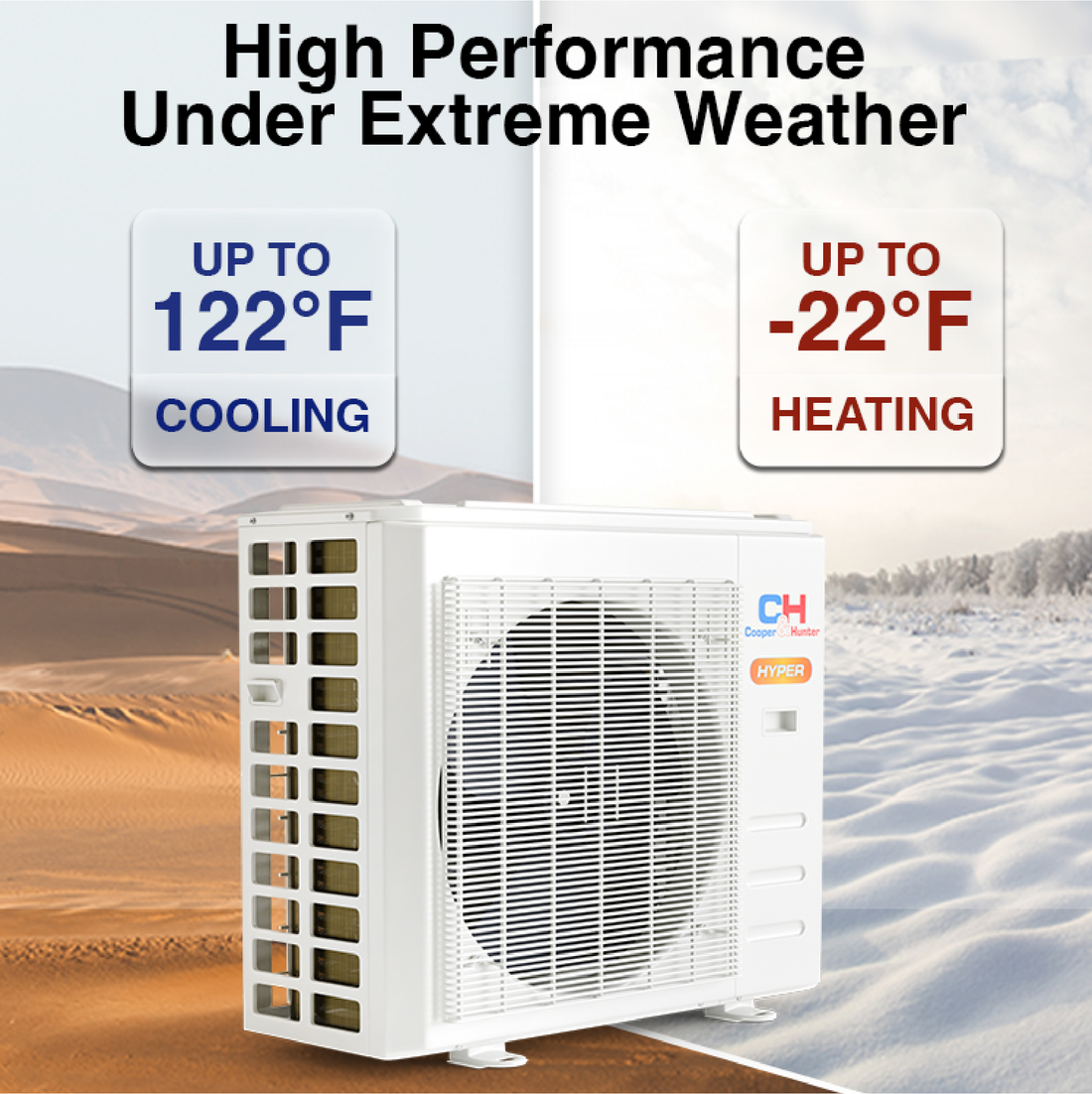HVACSupplies.com | Cooper&Hunter Hyper Heat Olivia Midnight Series 4-Zone Ductless Mini Split AC & Heat Pump -- 55000 BTU (4.6 Ton) Without Shut-off Valves, Wall Mount Units (9K+12K+12K+24K) BTU, Inverter Technology, 230V, Heating & Cooling 