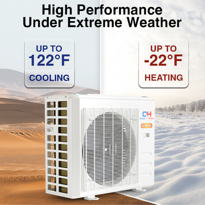 HVACSupplies.com | Cooper&amp;Hunter Hyper Heat 6-Zone Ductless Mini Split AC &amp; Heat Pump -- 48000 BTU (4.0 Ton) Without Shut-off Valves, 4-Way Ceiling Cassette Units (9K+12K+12K+12K+12K+12K) BTU, Inverter Technology, 230V, Heating &amp; Cooling 