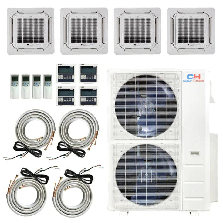 Quad-Zone Ceiling Cassette Mini Split AC & Heat Pump Systems