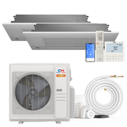 Cooper&Hunter Hyper Heat 2-Zone Ductless Mini Split AC & Heat Pump -- 36000 BTU (3.0 Ton) Without Shut-off Valves, One-Way Cassette Units (12K+18K) BTU, Inverter Technology, 230V, Heating & Cooling