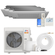 Cooper&Hunter Hyper Heat 4-Zone Ductless Mini Split AC & Heat Pump -- 36000 BTU (3.0 Ton) Without Shut-off Valves, One-Way Cassette Units (6K+6K+9K+18K) BTU, Inverter Technology, 230V, Heating & Cooling
