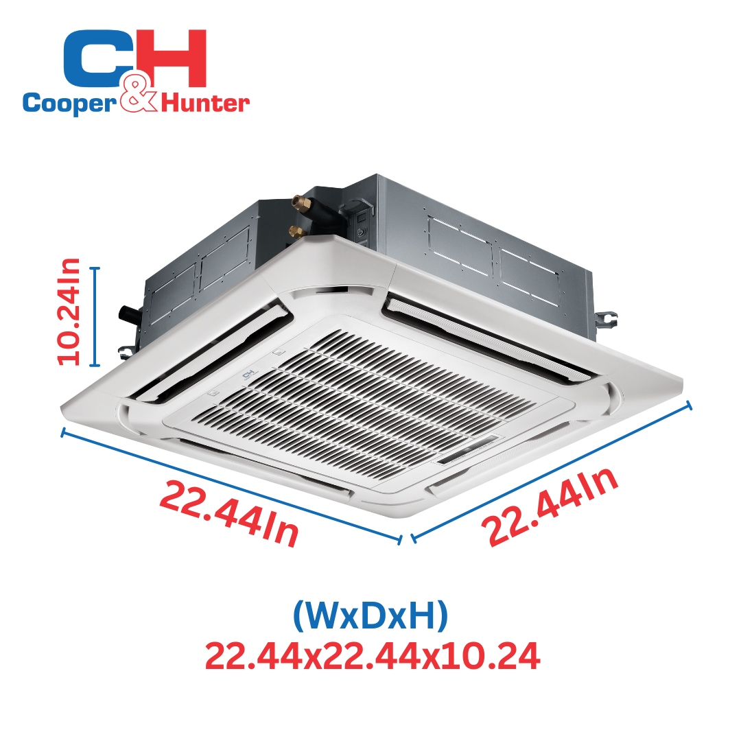 3 Zone Cooper & Hunter 9k+9k+9k Ceiling Cassettes with Installation Kits, 24.6 SEER 2.3 Ton or 3 Ton Tri Zone Ductless Multi Mini Split Air Conditioner, 28K or 36K BTU Outdoor Unit Options, Inverter Heat Pump, 230V, Tri Zone (3 Heads) - South Mini Splits