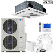 Cooper&Hunter Four-way Ceiling Cassette  R410A, 48,000 BTU 230V Light Commercial Ductless Mini Split Air Conditioner Heat Pump 16 SEER 4 TON + Installation Kit Option.CH-N48LLCT-230VI + CH-48LCU/O - South Mini Splits