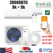 Bravo Milano Series 2-Zone Ductless Mini Split AC & Heat Pump – 30000 BTU (2.5 Ton), Wall Mount Units 9K+9K BTU, Inverter Technology, 230V, Heating & Cooling - South Mini Splits