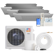 Cooper&Hunter Hyper Heat 3-Zone Ductless Mini Split AC & Heat Pump -- 19000 BTU (1.6 Ton) Without Shut-off Valves, One-Way Cassette Units (9K+9K+18K) BTU, Inverter Technology, 230V, Heating & Cooling