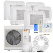HVACSupplies.com | Cooper&Hunter Hyper Heat 5-Zone Ductless Mini Split AC & Heat Pump -- 36000 BTU (3.0 Ton) Without Shut-off Valves, Floor Console Units (9K+9K+9K+9K+9K) BTU, Inverter Technology, 230V, Heating & Cooling 