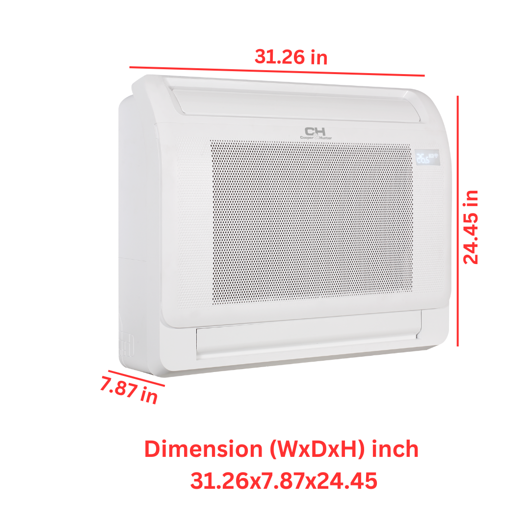 Cooper & Hunter Mini Floor Console 18,000 BTU 230V, R410A, 21.5 SEER Ductless Mini Split Air Conditioner 1.5 TON Heat Pump + Installation Kit Option. CH-16MMC-230VI + CH-ES18-230VO