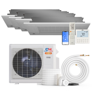 Cooper&Hunter Hyper Heat 4-Zone Ductless Mini Split AC & Heat Pump -- 28000 BTU (2.3 Ton) Without Shut-off Valves, One-Way Cassette Units (9K+9K+9K+9K) BTU, Inverter Technology, 230V, Heating & Cooling