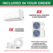 Bravo | Bravo Milano 5-Zone Ductless Mini Split AC & Heat Pump -- 42000 BTU (3.5 Ton), Wall Mount Units (7K+9K+9K+9K+9K) BTU, Inverter Technology, 230V, Heating & Cooling | 
  :root {
    --hvx-golden: #8fc8f7;
    --hvx-slate: #1f2d3d;
    --hvx-ivory: #eef8ff;
    --hvx-