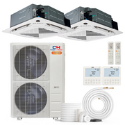 Cooper&Hunter Hyper Heat 2-Zone Ductless Mini Split AC & Heat Pump -- 48000 BTU (4.0 Ton) Without Shut-off Valves, 4-Way Ceiling Cassette Units (18K+24K) BTU, Inverter Technology, 230V, Heating & Cooling