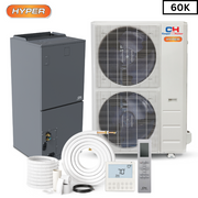 Cooper & Hunter 60,000 BTU, R410A, 5 TON High Efficiency Hyper Heat 15.5 SEER Heat Pump Split System with Multi Position Air Handler Unit and Optional Installation Kit and Optional Auxiliary Heat Strip. CH-60AHU + CH-NHPR60LCU-230VO - South Mini Splits
