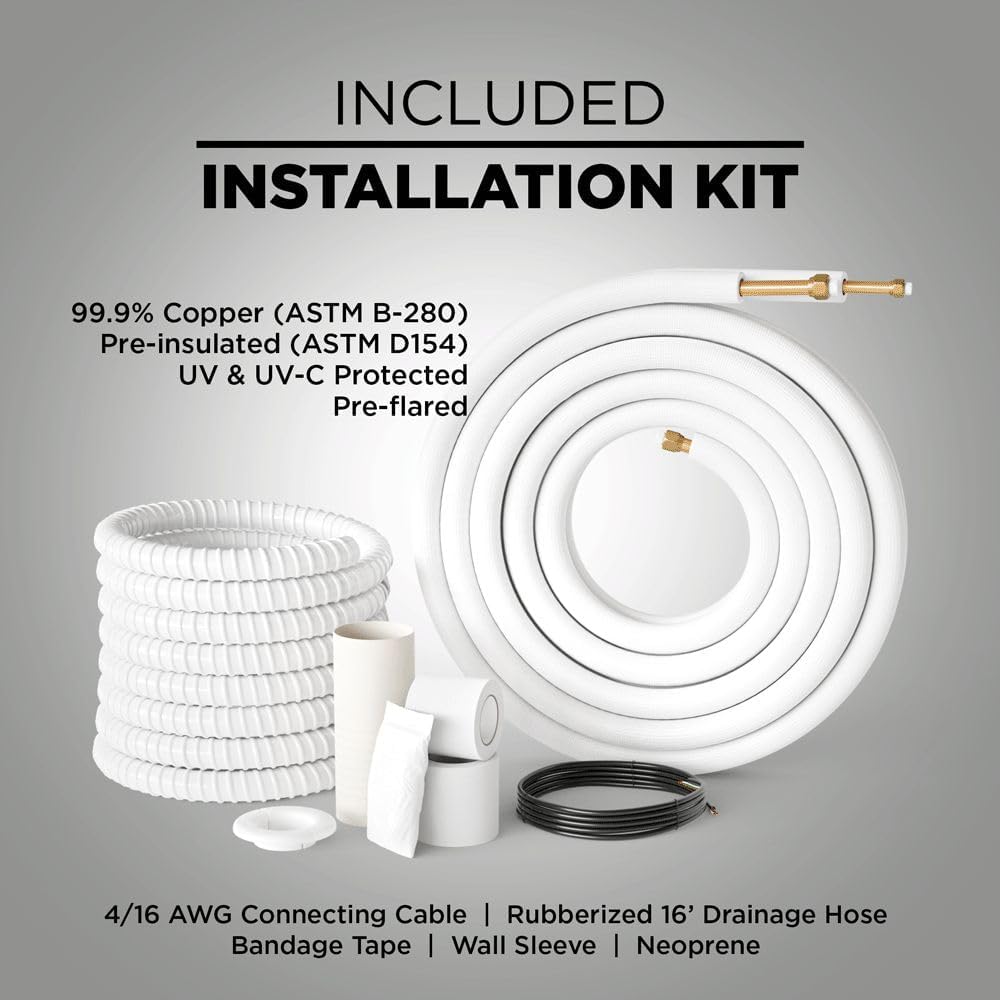2 Zone OLMO Sierra Multi-Zone, 2 Ton Air Conditioner, 24,000 BTU Dual Zone with 9k+18k BTU Wall Mount Ductless Mini Split A/C and Heater, R410A, 21.3 SEER Inverter Heat Pump, 230V, Dual Head, Choose your Installation Kits - South Mini Splits