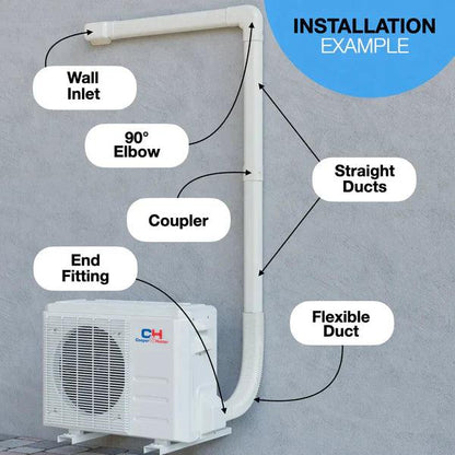 2 Zone Cooper & Hunter Olivia Series 2 Ductless Mini Splits 9k+9k BTU Wall Mounts and 22.9 SEER 18K BTU Heat Pump with 25ft Installation Kit + WIFI Adapter - South Mini Splits