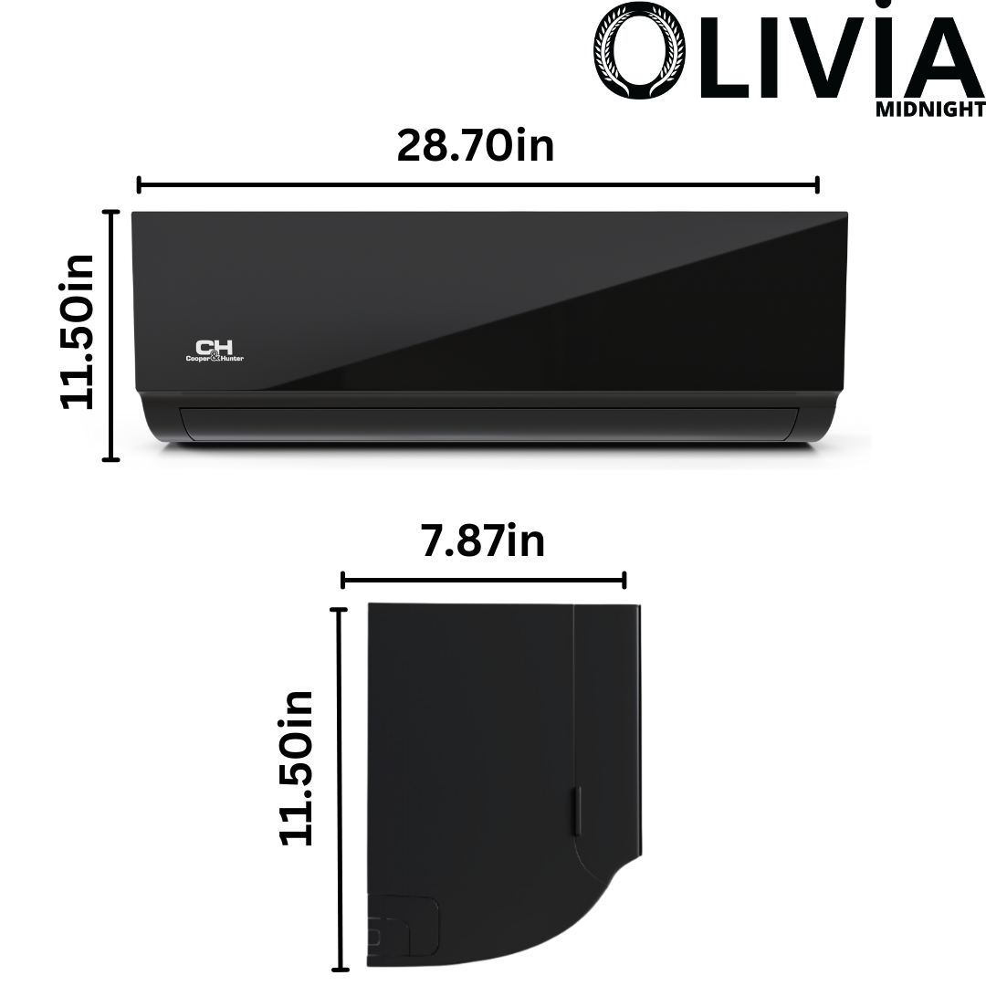 Cooper&Hunter Multi-Zone 6,000 BTU 230V Olivia Midnight Series Black Indoor Wall-Mount Air Conditioning Unit for Heat Pump, Mini Split Inverter System Up To 26.4 SEER2 with Wi-Fi and Optional Installation Kit CH-B06MOLVWM-230VI - South Mini Splits