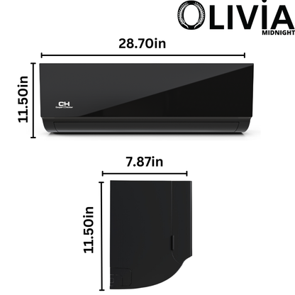 Cooper&Hunter Multi-Zone 6,000 BTU 230V Olivia Midnight Series Black Indoor Wall-Mount Air Conditioning Unit for Heat Pump, Mini Split Inverter System Up To 26.4 SEER2 with Wi-Fi and Optional Installation Kit CH-B06MOLVWM-230VI - South Mini Splits