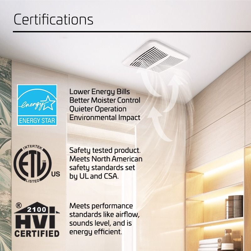 ACIQ 50 CFM 0.9 Sones ACiQ SlimLine Bathroom Exhaust Fan