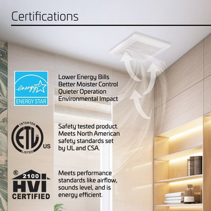 ACIQ 100 CFM 0.8 Sones ACiQ Ultra Quiet Bathroom Exhaust Fan