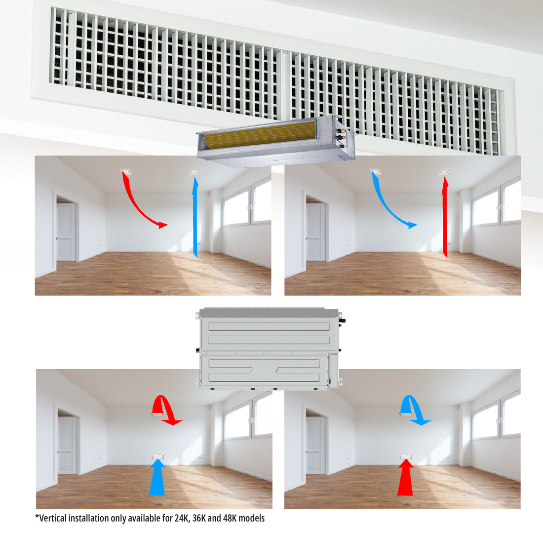 South Mini Splits | Cooper&Hunter Hyper Heat 6-Zone Ducted Mini Split AC & Heat Pump -- 55000 BTU (4.6 Ton) Without Shut-off Valves, Slim Ducts Units (12K+12K+12K+12K+12K+12K) BTU, Inverter Technology, 230V, Heating & Cooling 
