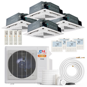 Cooper&Hunter Hyper Heat 4-Zone Ductless Mini Split AC & Heat Pump -- 28000 BTU (2.3 Ton) Without Shut-off Valves, 4-Way Ceiling Cassette Units (9K+9K+9K+9K) BTU, Inverter Technology, 230V, Heating & Cooling