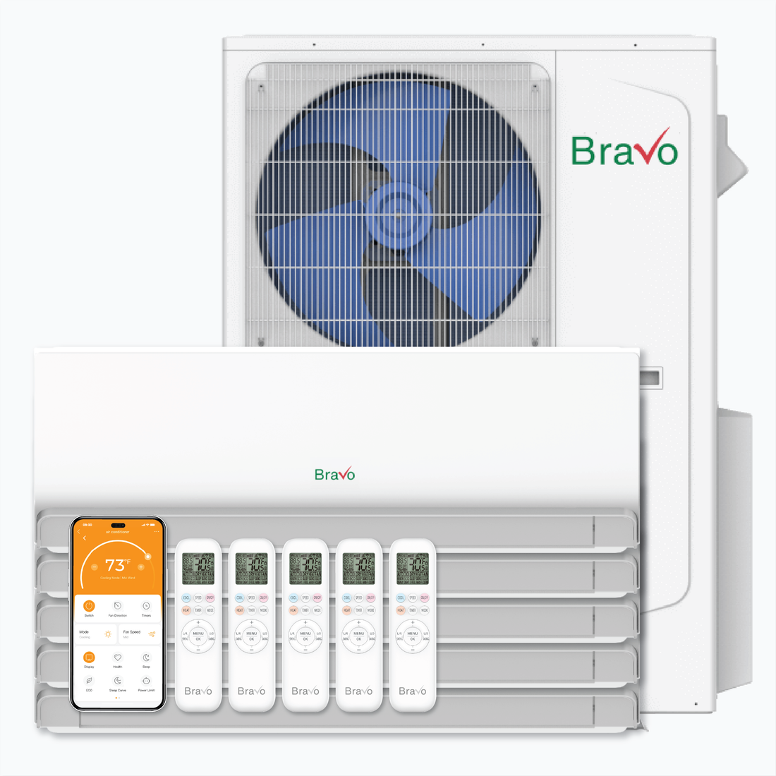 Bravo | Bravo Milano 5-Zone Ductless Mini Split AC & Heat Pump -- 42000 BTU (3.5 Ton), Wall Mount Units (7K+9K+12K+12K+12K) BTU, Inverter Technology, 230V, Heating & Cooling | 
  :root {
    --hvx-golden: #8fc8f7;
    --hvx-slate: #1f2d3d;
    --hvx-ivory: #eef8ff;
    --hvx-