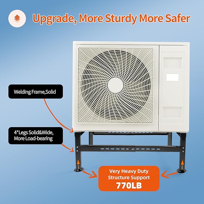 Heavy-Duty Mini Split Ground Stand with Load Capacity up to 770LBS, Condenser Bracket for 9000-60000 BTU Ductless Air Conditioners and Heat Pumps, Inverter Systems - South Mini Splits