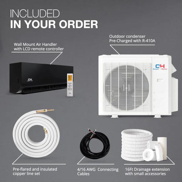 Cooper & Hunter, Olivia Series Midnight Edition, 9,000 BTU/h, 115V/60HZ, 0.75 Ton 23 SEER, Ductless Mini Split AC/Heater with Black Mirror Panel With WIFI and Optional Installation Kit - South Mini Splits