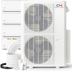 5 Zone Cooper & Hunter 48,000 BTU 9k+9k+12k+12k+18k Olivia Series Ductless Mini Splits with Installation Kits, 21.5 SEER 4 Ton Penta Zone Air Conditioner System with Wi-Fi Adapter - South Mini Splits
