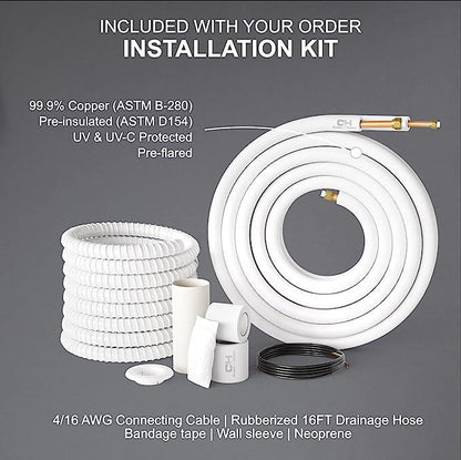 2 Zone Cooper & Hunter Olivia Series 2 Ductless Mini Splits 9k+24k BTU Wall Mounts and 23.9 SEER 36K BTU Heat Pump with 25ft Installation Kit + WIFI Adapter - South Mini Splits