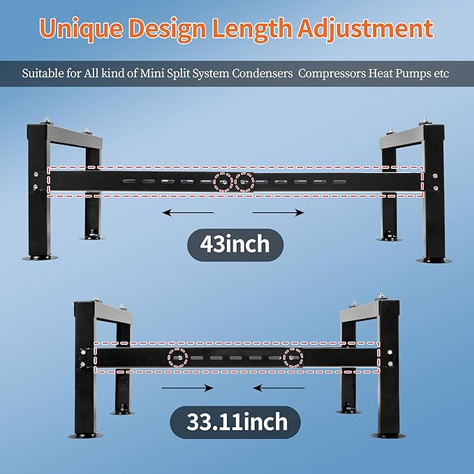 Heavy-Duty Mini Split Ground Stand with Load Capacity up to 770LBS, Condenser Bracket for 9000-60000 BTU Ductless Air Conditioners and Heat Pumps, Inverter Systems - South Mini Splits