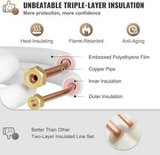 Line set 1/4"-1/2" Mini Split Installation Kit Insulated Pre-Flared 16ft/25ft/50ft with Connection Wires for 12000-18000 BTU Unit Systems - South Mini Splits