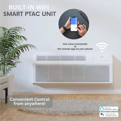 Cooper&Hunter 15,000 BTU PTAC Packaged Terminal Air Conditioner with Heat Pump and 3.5 kW Electric Heater Including Wireless Smart Kit, Remote Controller, and a Power Cord - South Mini Splits