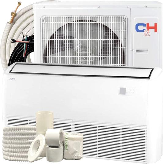 Cooper & Hunter 24,000 BTU 230V 20.5 SEER Universal Floor/Ceiling Ductless Mini Split AC System 2 TON, Sophia Series + Optional Installation Kit - South Mini Splits