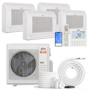Cooper&Hunter Hyper Heat 4-Zone Ductless Mini Split AC & Heat Pump -- 36000 BTU (3.0 Ton) Without Shut-off Valves, Floor Console Units (9K+9K+9K+9K) BTU, Inverter Technology, 230V, Heating & Cooling