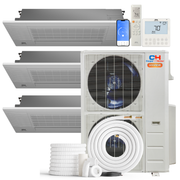 South Mini Splits | Cooper&Hunter Hyper Heat 3-Zone Ductless Mini Split AC & Heat Pump -- 55000 BTU (4.6 Ton) Without Shut-off Valves, One-Way Cassette Units (9K+12K+18K) BTU, Inverter Technology, 230V, Heating & Cooling 