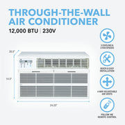 Perfect Aire | Perfect Aire 12,000 BTU Thru-the-Wall Air Conditioner 230V (R32), DOE | 
12,000 BTU Thru-the-Wall Air Conditioner
With the air this cool and comfortable, you just might wan