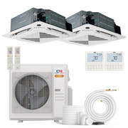 South Mini Splits | Cooper&Hunter Hyper Heat 2-Zone Ductless Mini Split AC & Heat Pump -- 36000 BTU (3.0 Ton) Without Shut-off Valves, 4-Way Ceiling Cassette Units (18K+18K) BTU, Inverter Technology, 230V, Heating & Cooling 