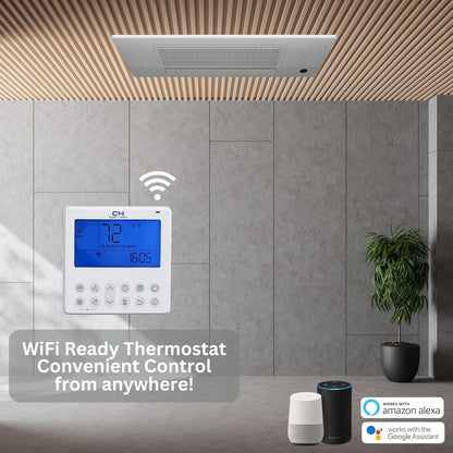 Cooper&Hunter Multi-Zone 6,000 BTU 230V One-Way Ceiling Cassette Air Conditioning Indoor Unit for Heat Pump, Mini Split Inverter System Up To 22 SEER2 with Wi-Fi Enabled Thermostat and Optional Installation Kit СH-06MCT1W-W - South Mini Splits