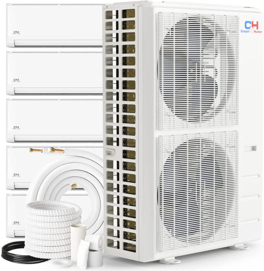 Cooper&Hunter Olivia 5-Zone Ductless Mini Split AC & Heat Pump 55000 BTU (9K+9K+9K+9K+18K), Wall Mount Units, 230V - R410A