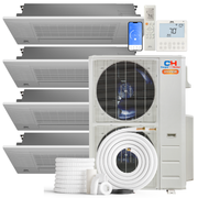 Cooper&Hunter Hyper Heat 4-Zone Ductless Mini Split AC & Heat Pump -- 55000 BTU (4.6 Ton) Without Shut-off Valves, One-Way Cassette Units (6K+9K+18K+18K) BTU, Inverter Technology, 230V, Heating & Cooling