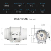ACiQ 8 Inch Mixed Flow Inline Duct Fan - White