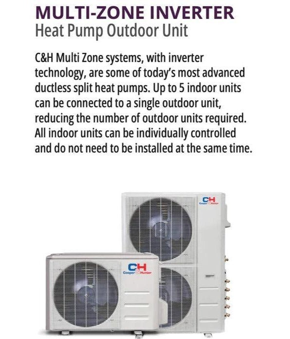 2 Zone Cooper & Hunter 12k+18k OLIVIA High Capacity Hyper Series, 28000BTU Wall Mount 23 SEER 2 Ductless Mini Split A/C and Heat Pump with 25ft Installation Kit + WIFI Adapter - South Mini Splits