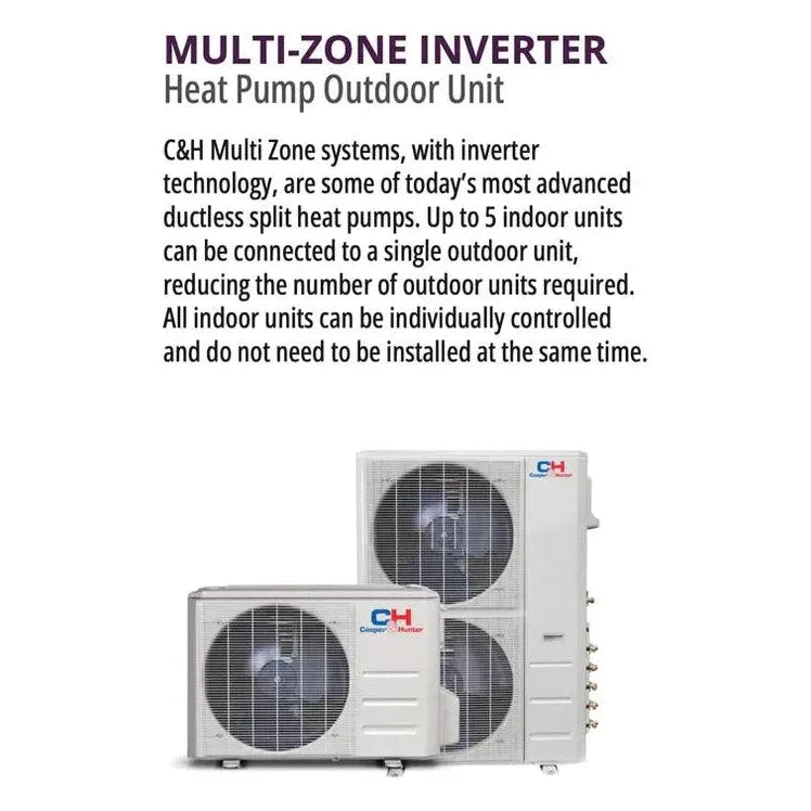 2 Zone Cooper & Hunter 6k+18k OLIVIA Series, 28000BTU Wall Mount 24.9 SEER 2 Ductless Mini Split A/C and Heat Pump with 25ft Installation Kit + WIFI Adapter - South Mini Splits